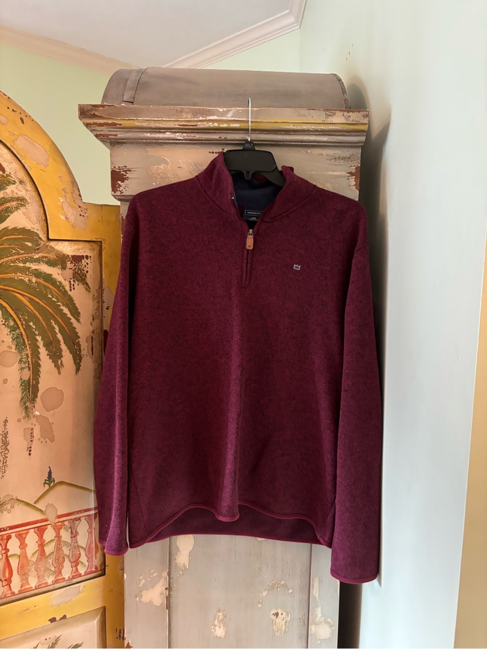 crown & ivy Men's Zip-Up Sweater in Burgundy